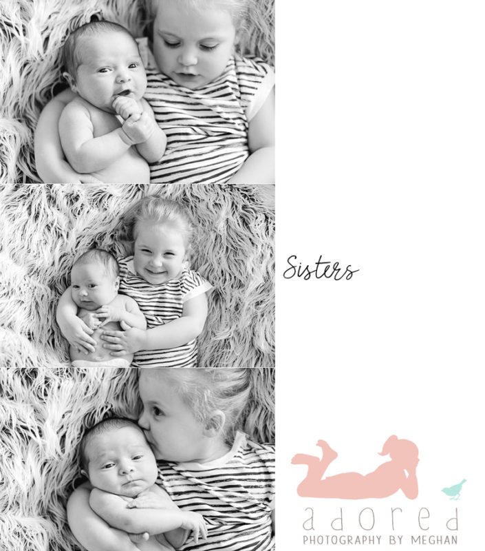 Black and white newborn baby photos of Sisters snuggled up together.